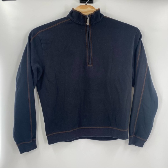 Straight Down Large Black 1/4 Zip Pullover Long Sleeve Cotton Blend Sweater - Picture 5 of 6